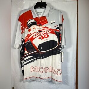 NEW RESERVOIR Men's Monaco Racing Graphic Button Up Shirt Size M.